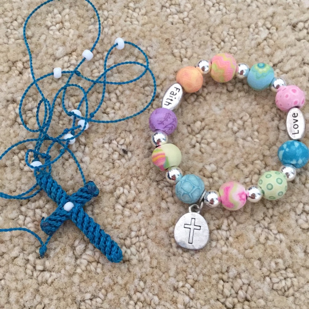 Turquoise cross necklace with faith cross bracelet
